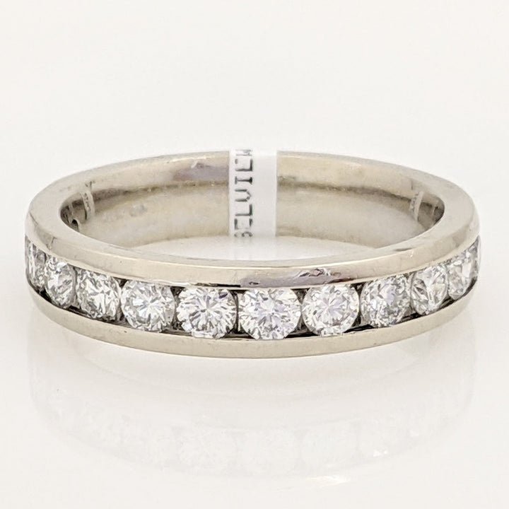 14K WHITE .91 CARAT TOTAL WEIGHT SI2 I DIAMOND ROUND (14) ESTATE CHANNEL BAND 4.6 GRAMS