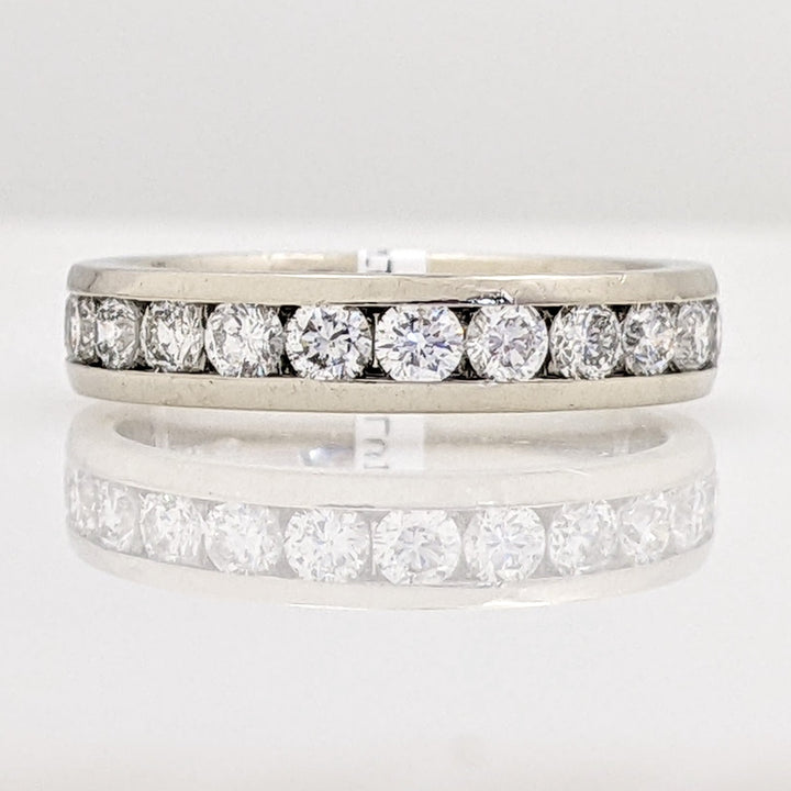 14K WHITE .91 CARAT TOTAL WEIGHT SI2 I DIAMOND ROUND (14) ESTATE CHANNEL BAND 4.6 GRAMS