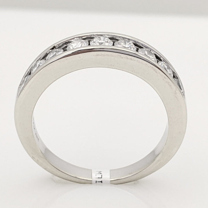 14K WHITE .63 CARAT TOTAL WEIGHT I1 G DIAMOND ROUND ESTATE CHANNEL BAND 4.8 GRAMS