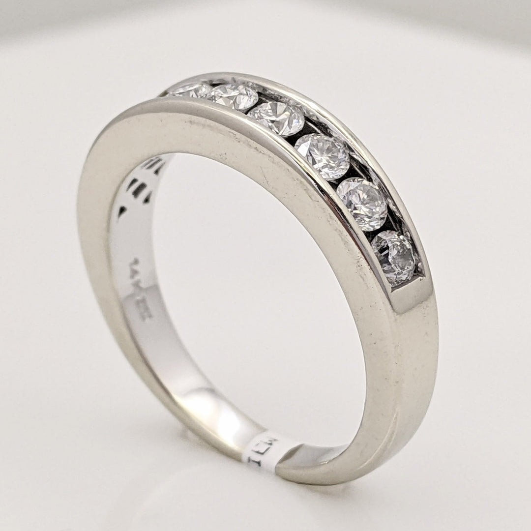 14K WHITE .63 CARAT TOTAL WEIGHT I1 G DIAMOND ROUND ESTATE CHANNEL BAND 4.8 GRAMS