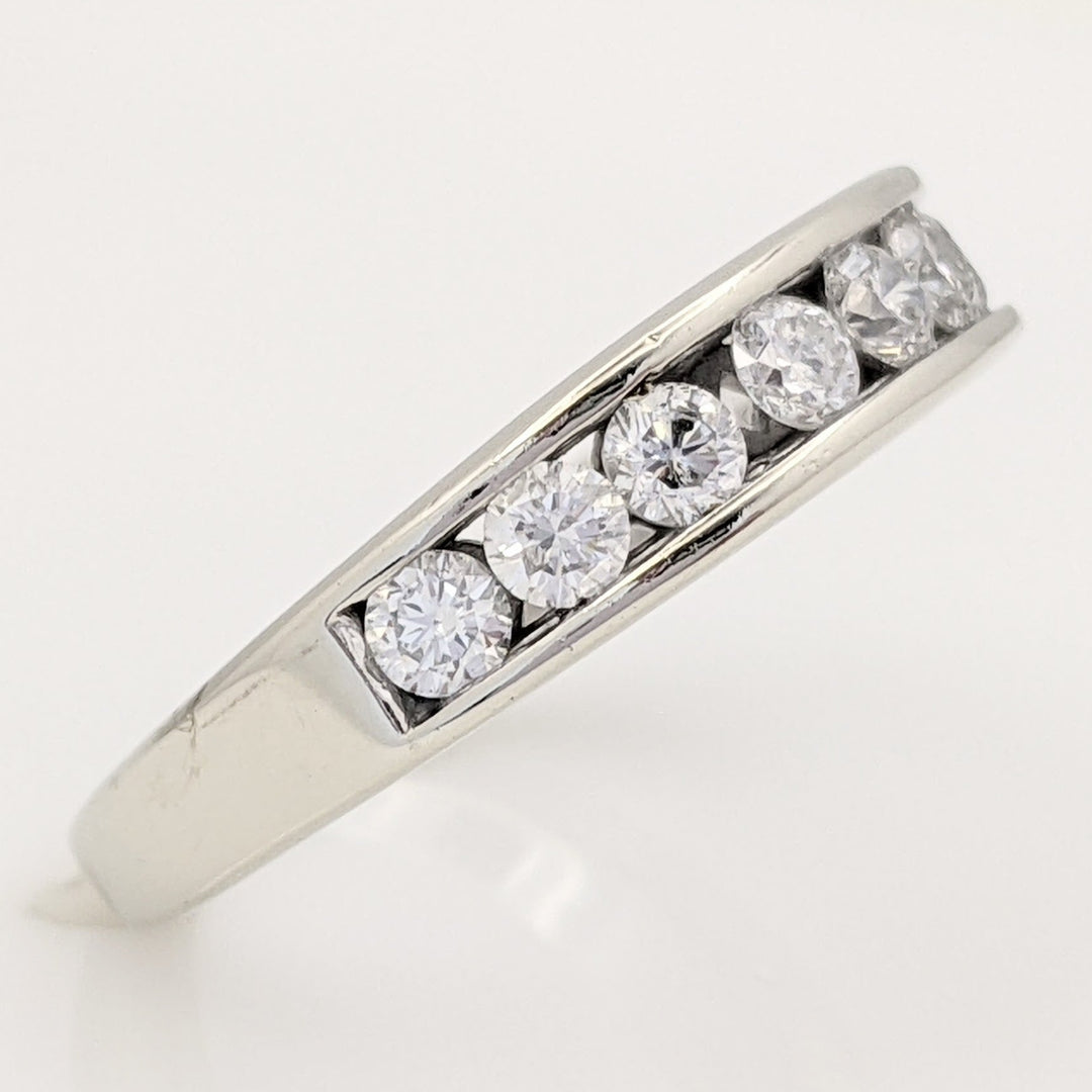 14K WHITE .63 CARAT TOTAL WEIGHT I1 G DIAMOND ROUND ESTATE CHANNEL BAND 4.8 GRAMS