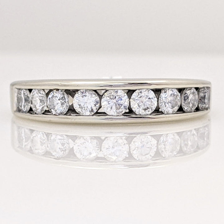 14K WHITE .63 CARAT TOTAL WEIGHT I1 G DIAMOND ROUND ESTATE CHANNEL BAND 4.8 GRAMS