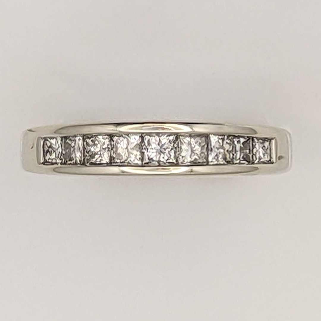 14K WHITE .36 CARAT TOTAL WEIGHT I1 H DIAMOND PRINCESS CUT (9) ESTATE CHANNEL BAND 2.8 GRAMS