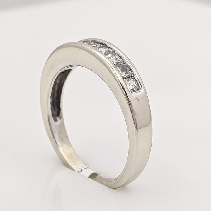 14K WHITE .36 CARAT TOTAL WEIGHT I1 H DIAMOND PRINCESS CUT (9) ESTATE CHANNEL BAND 2.8 GRAMS