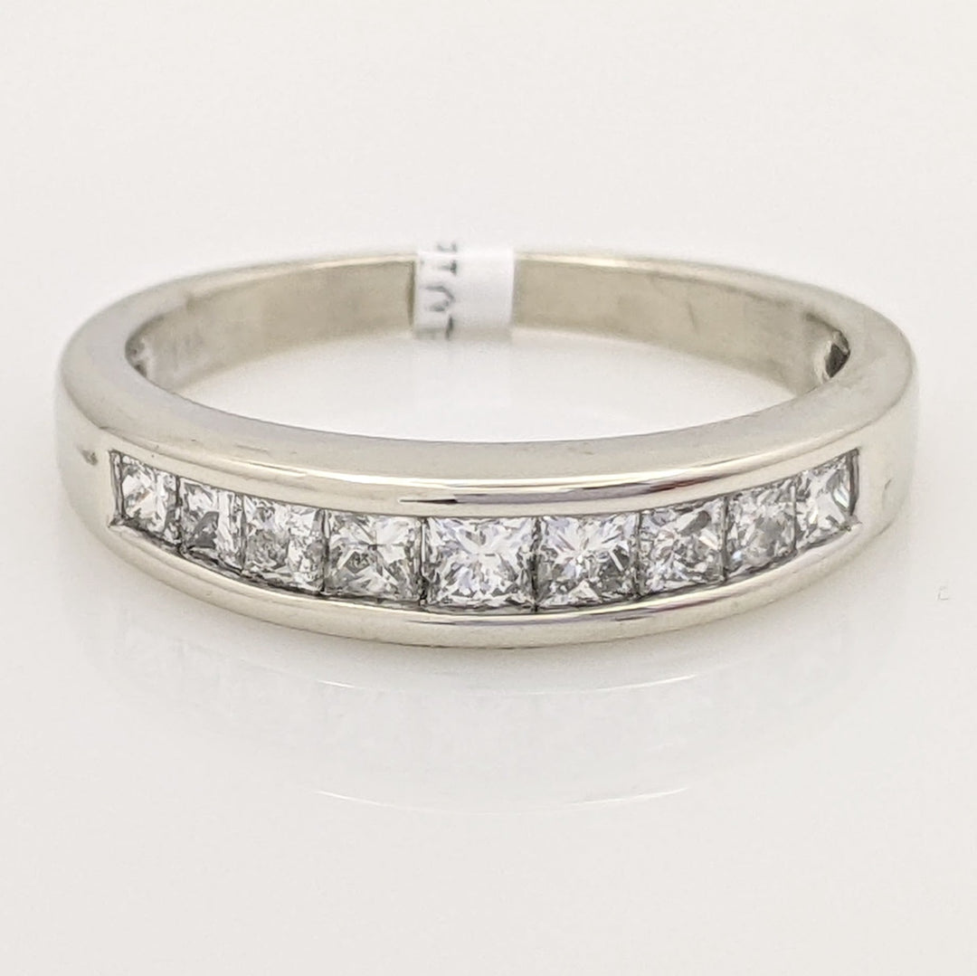 14K WHITE .36 CARAT TOTAL WEIGHT I1 H DIAMOND PRINCESS CUT (9) ESTATE CHANNEL BAND 2.8 GRAMS