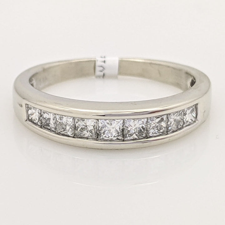 14K WHITE .36 CARAT TOTAL WEIGHT I1 H DIAMOND PRINCESS CUT (9) ESTATE CHANNEL BAND 2.8 GRAMS