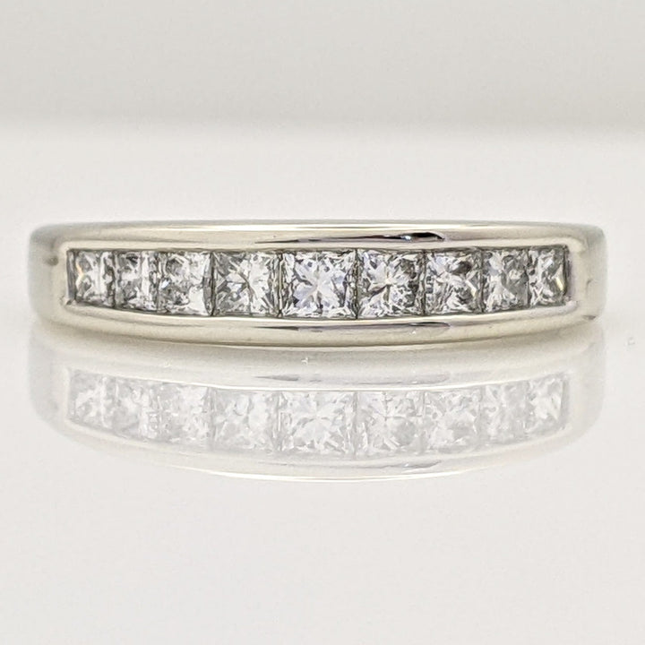 14K WHITE .36 CARAT TOTAL WEIGHT I1 H DIAMOND PRINCESS CUT (9) ESTATE CHANNEL BAND 2.8 GRAMS
