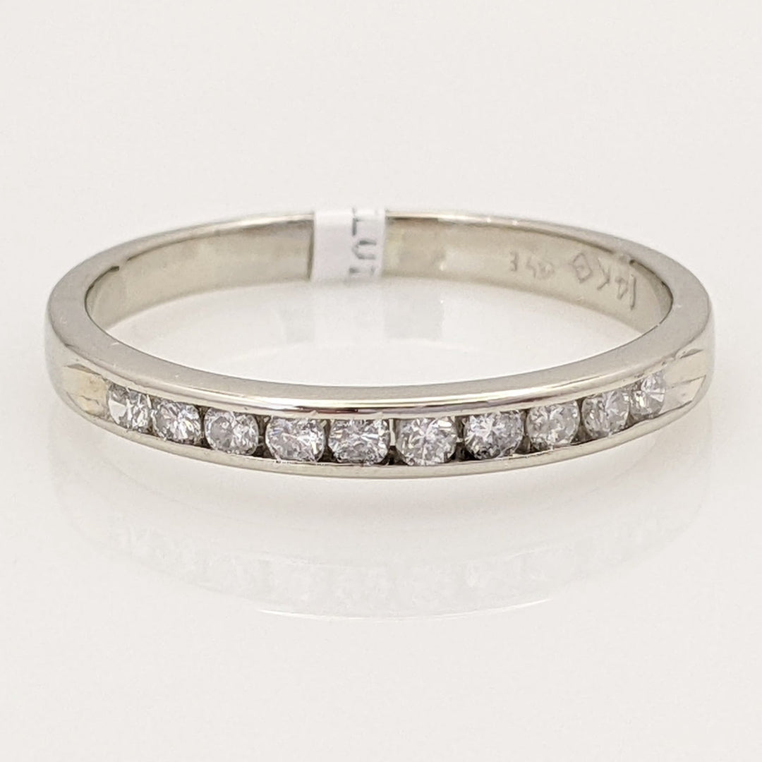 14K WHITE .25 CARAT TOTAL WEIGHT I1 H DIAMOND ROUND (10) ESTATE CHANNEL BAND 2.0 GRAMS