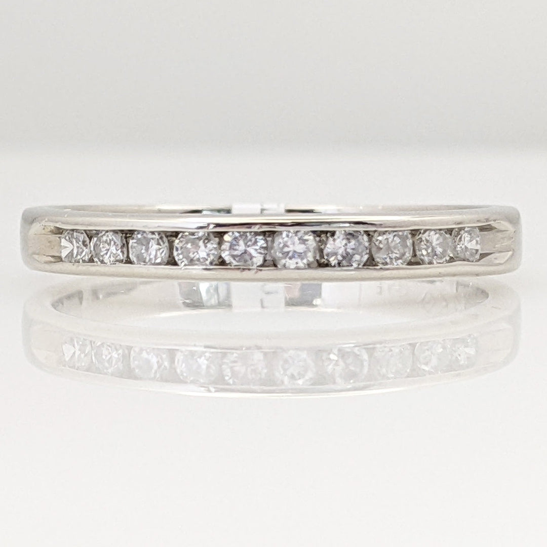 14K WHITE .25 CARAT TOTAL WEIGHT I1 H DIAMOND ROUND (10) ESTATE CHANNEL BAND 2.0 GRAMS