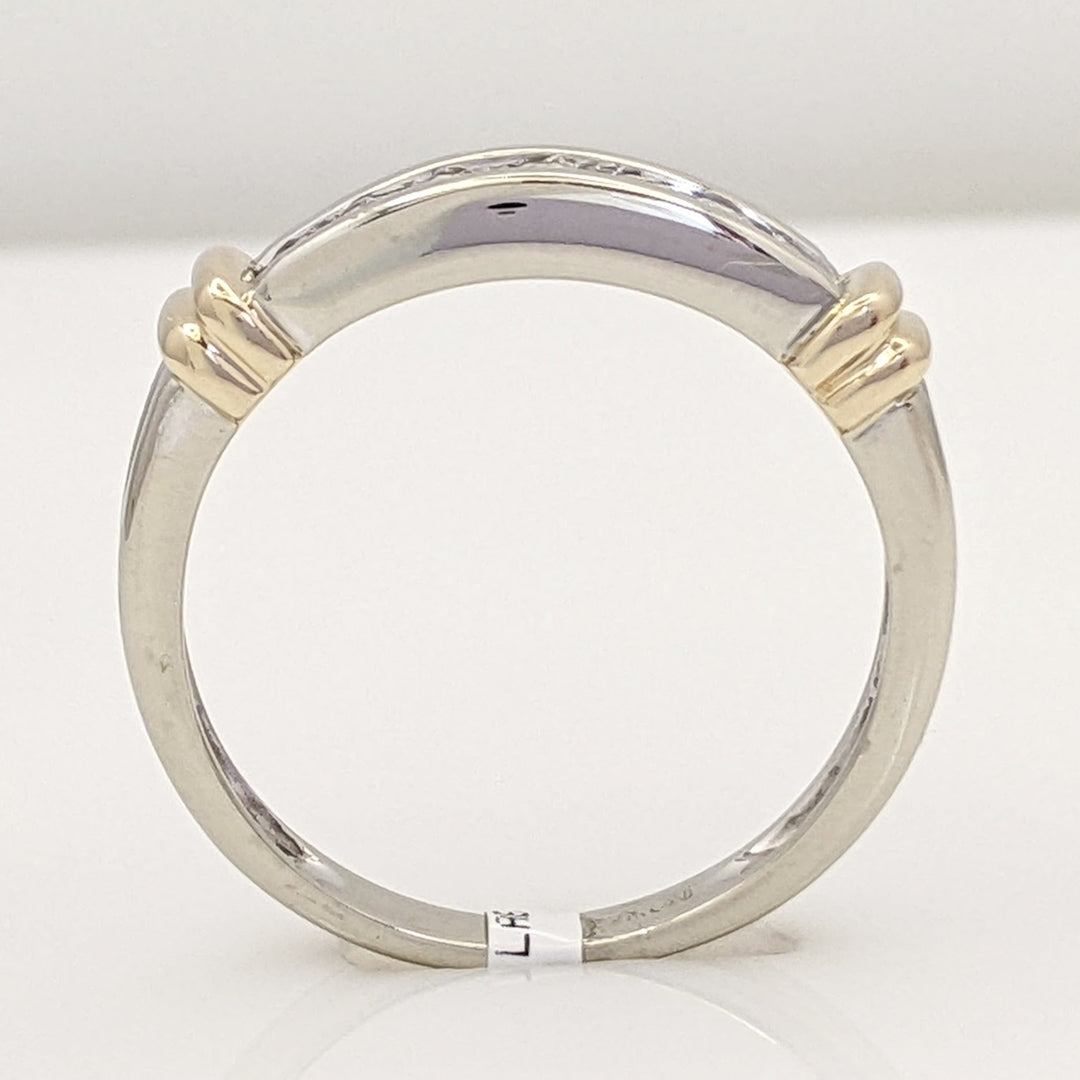 14K TWO-TONE .25 CARAT TOTAL WEIGHT I2 H DIAMOND ROUND (7) ESTATE CHANNEL BAND 3.4 GRAMS