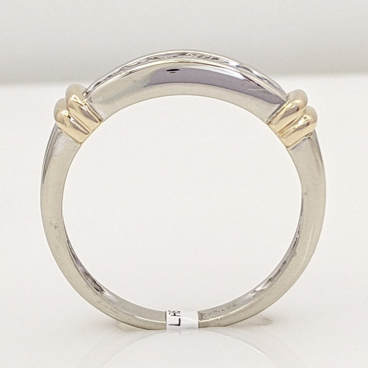 14K TWO-TONE .25 CARAT TOTAL WEIGHT I2 H DIAMOND ROUND (7) ESTATE CHANNEL BAND 3.4 GRAMS