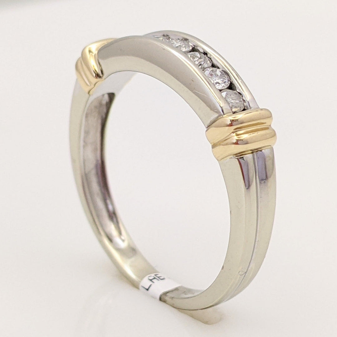 14K TWO-TONE .25 CARAT TOTAL WEIGHT I2 H DIAMOND ROUND (7) ESTATE CHANNEL BAND 3.4 GRAMS
