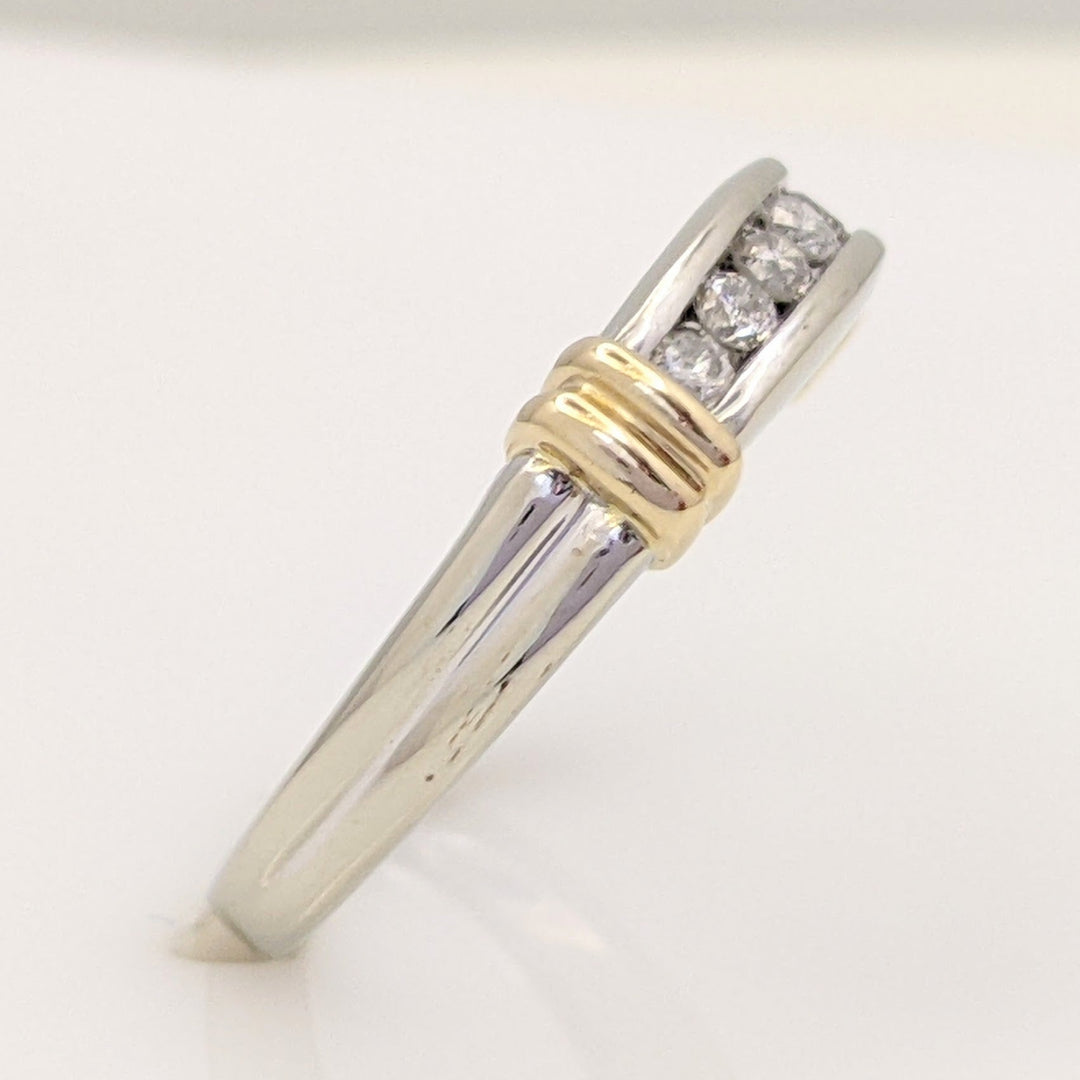 14K TWO-TONE .25 CARAT TOTAL WEIGHT I2 H DIAMOND ROUND (7) ESTATE CHANNEL BAND 3.4 GRAMS