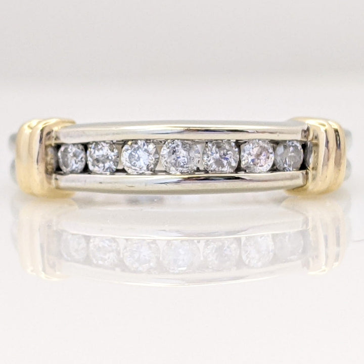 14K TWO-TONE .25 CARAT TOTAL WEIGHT I2 H DIAMOND ROUND (7) ESTATE CHANNEL BAND 3.4 GRAMS