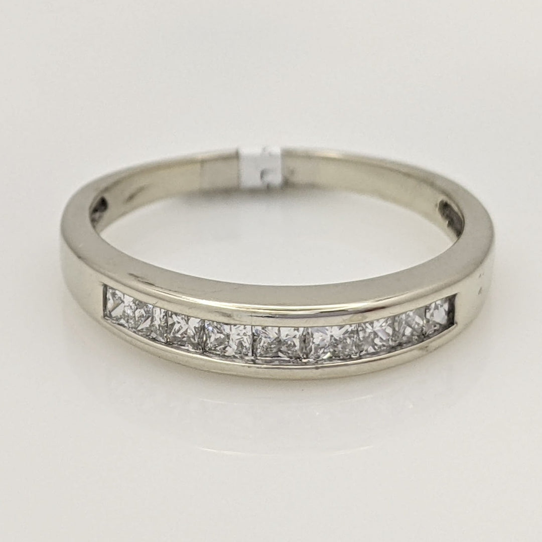 14K WHITE .54 CARAT TOTAL WEIGHT SI2 H DIAMOND PRINCESS CUT (9) ESTATE BAND 3.2 GRAMS