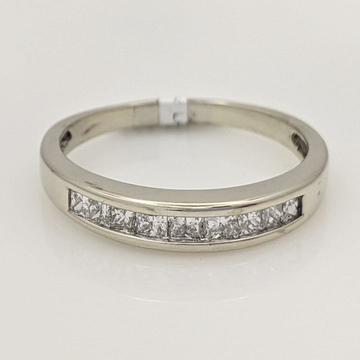 14K WHITE .54 CARAT TOTAL WEIGHT SI2 H DIAMOND PRINCESS CUT (9) ESTATE BAND 3.2 GRAMS