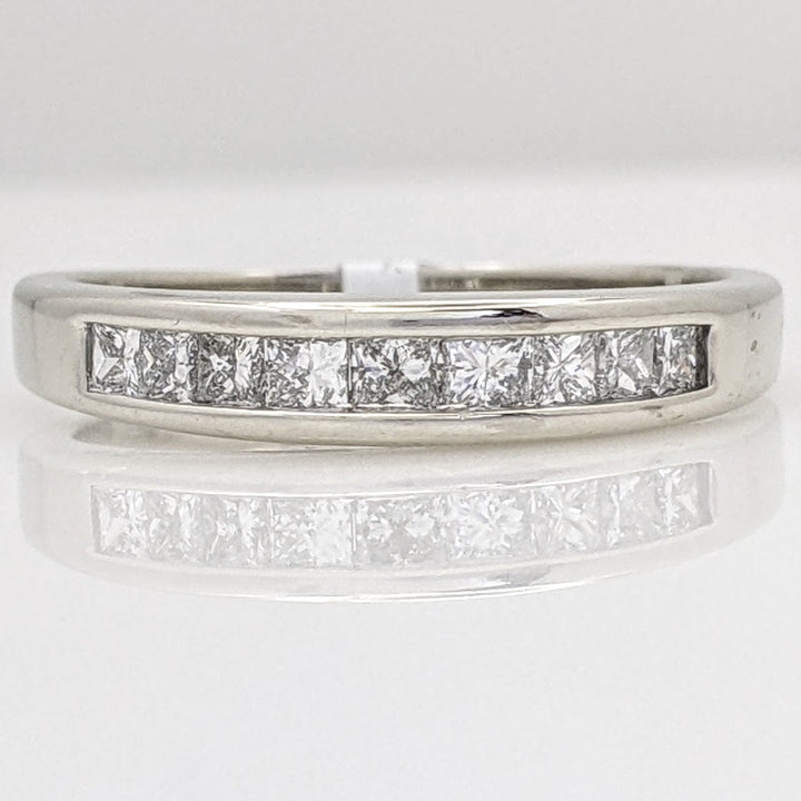 14K WHITE .54 CARAT TOTAL WEIGHT SI2 H DIAMOND PRINCESS CUT (9) ESTATE BAND 3.2 GRAMS