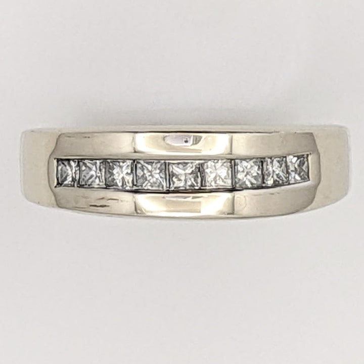 14K WHITE .36 CARAT TOTAL WEIGHT SI2-I1 I DIAMOND PRINCESS CUT (9) ESTATE CHANNEL BAND 4.8 GRAMS