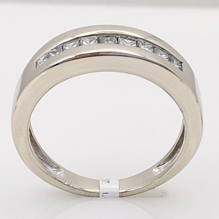 14K WHITE .36 CARAT TOTAL WEIGHT SI2-I1 I DIAMOND PRINCESS CUT (9) ESTATE CHANNEL BAND 4.8 GRAMS