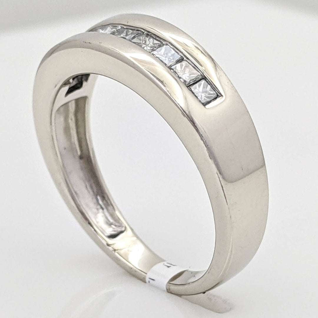 14K WHITE .36 CARAT TOTAL WEIGHT SI2-I1 I DIAMOND PRINCESS CUT (9) ESTATE CHANNEL BAND 4.8 GRAMS