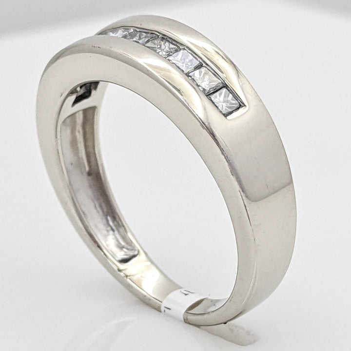 14K WHITE .36 CARAT TOTAL WEIGHT SI2-I1 I DIAMOND PRINCESS CUT (9) ESTATE CHANNEL BAND 4.8 GRAMS