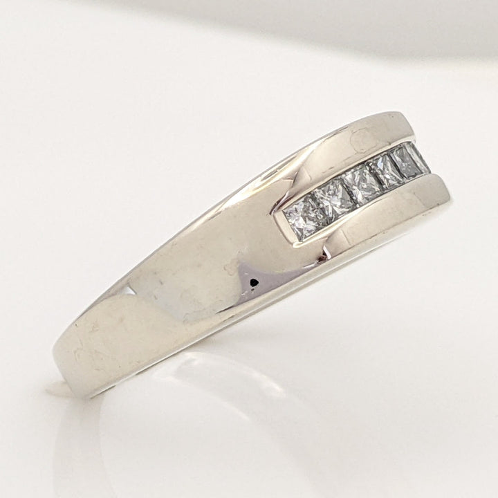 14K WHITE .36 CARAT TOTAL WEIGHT SI2-I1 I DIAMOND PRINCESS CUT (9) ESTATE CHANNEL BAND 4.8 GRAMS