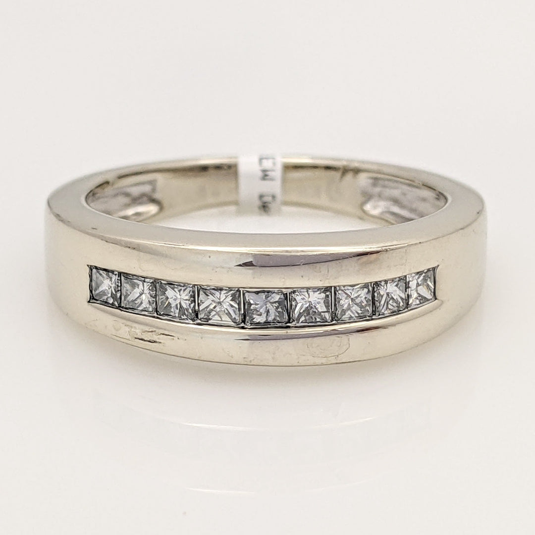 14K WHITE .36 CARAT TOTAL WEIGHT SI2-I1 I DIAMOND PRINCESS CUT (9) ESTATE CHANNEL BAND 4.8 GRAMS