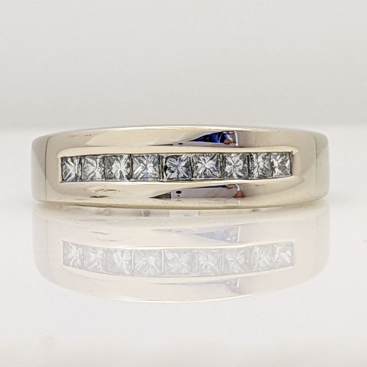 14K WHITE .36 CARAT TOTAL WEIGHT SI2-I1 I DIAMOND PRINCESS CUT (9) ESTATE CHANNEL BAND 4.8 GRAMS