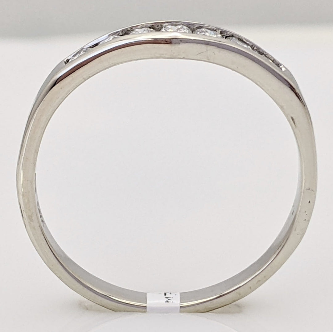 14K WHITE .28 CARAT TOTAL WEIGHT SI2 H DIAMOND ROUND (7) CURVED ESTATE CHANNEL BAND 2.3 GRAMS