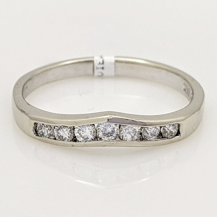 14K WHITE .28 CARAT TOTAL WEIGHT SI2 H DIAMOND ROUND (7) CURVED ESTATE CHANNEL BAND 2.3 GRAMS