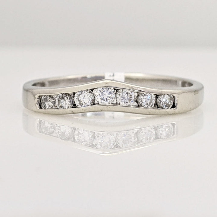 14K WHITE .28 CARAT TOTAL WEIGHT SI2 H DIAMOND ROUND (7) CURVED ESTATE CHANNEL BAND 2.3 GRAMS