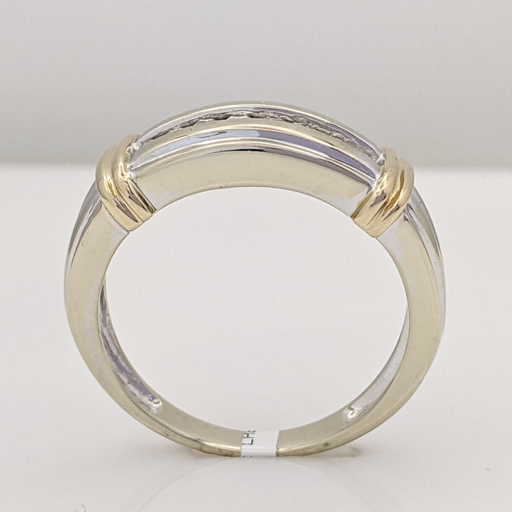 14K TWO-TONE .20 CARAT TOTAL WEIGHT I1 H DIAMOND ROUND (8) ESTATE CHANNEL BAND 6.1 GRAMS