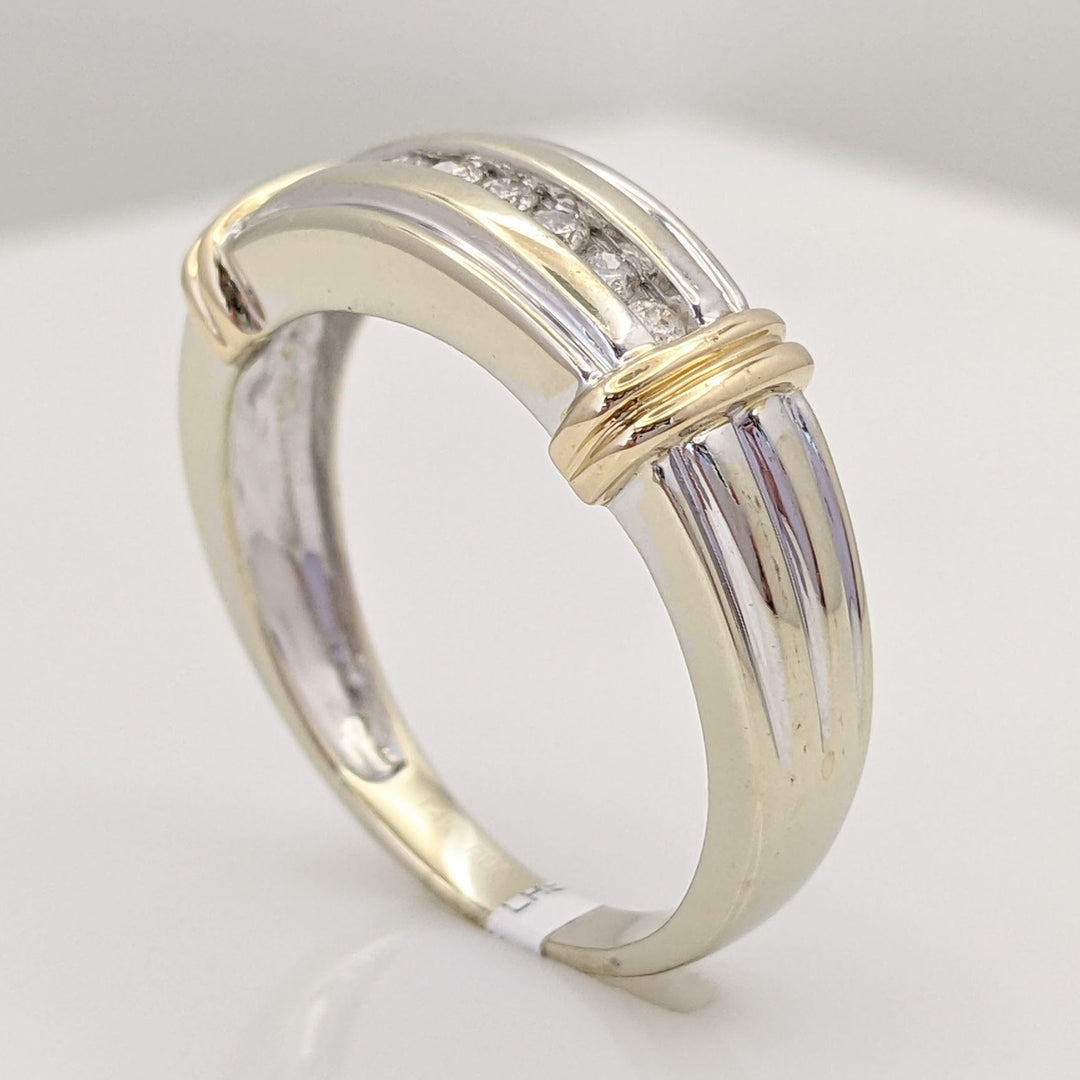 14K TWO-TONE .20 CARAT TOTAL WEIGHT I1 H DIAMOND ROUND (8) ESTATE CHANNEL BAND 6.1 GRAMS