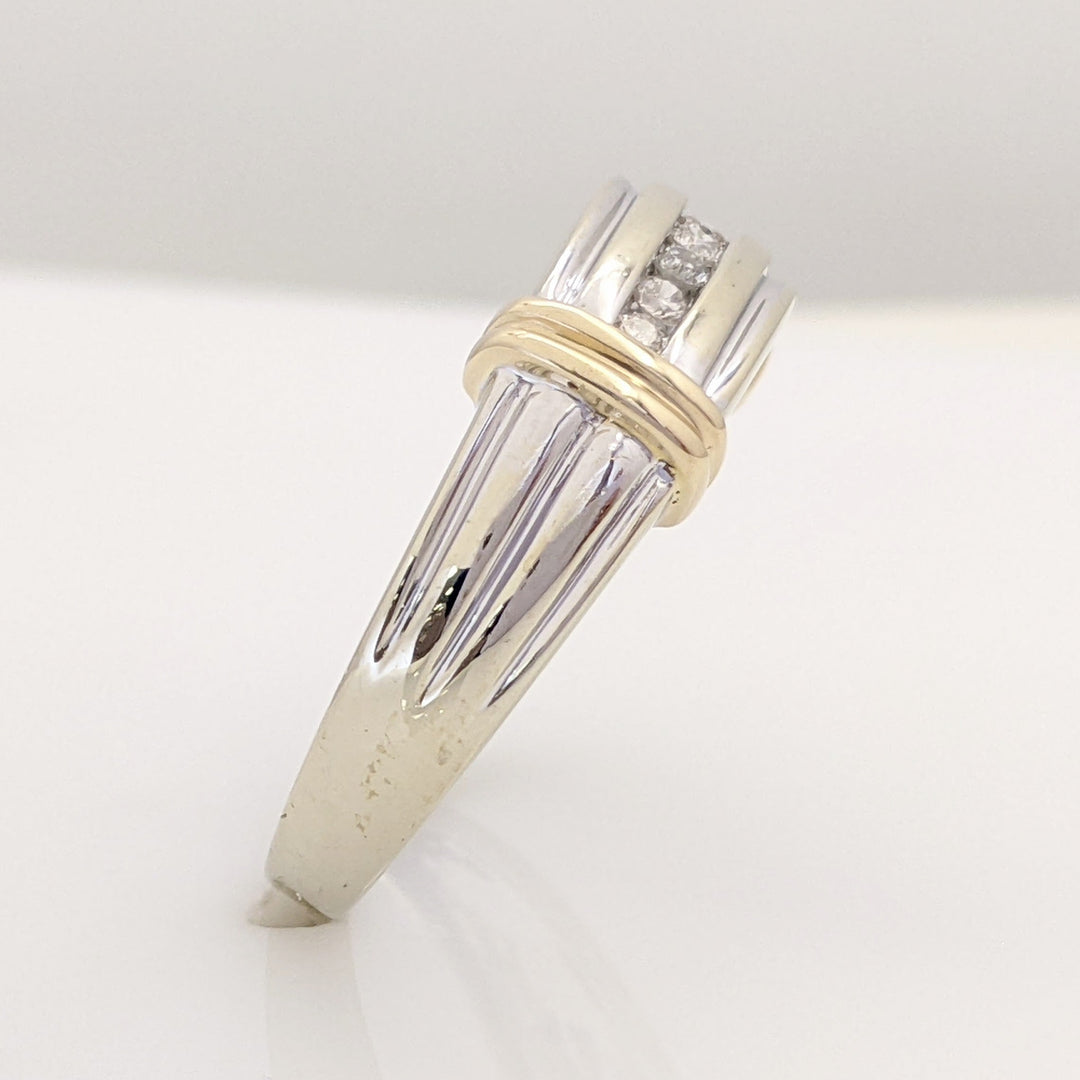 14K TWO-TONE .20 CARAT TOTAL WEIGHT I1 H DIAMOND ROUND (8) ESTATE CHANNEL BAND 6.1 GRAMS