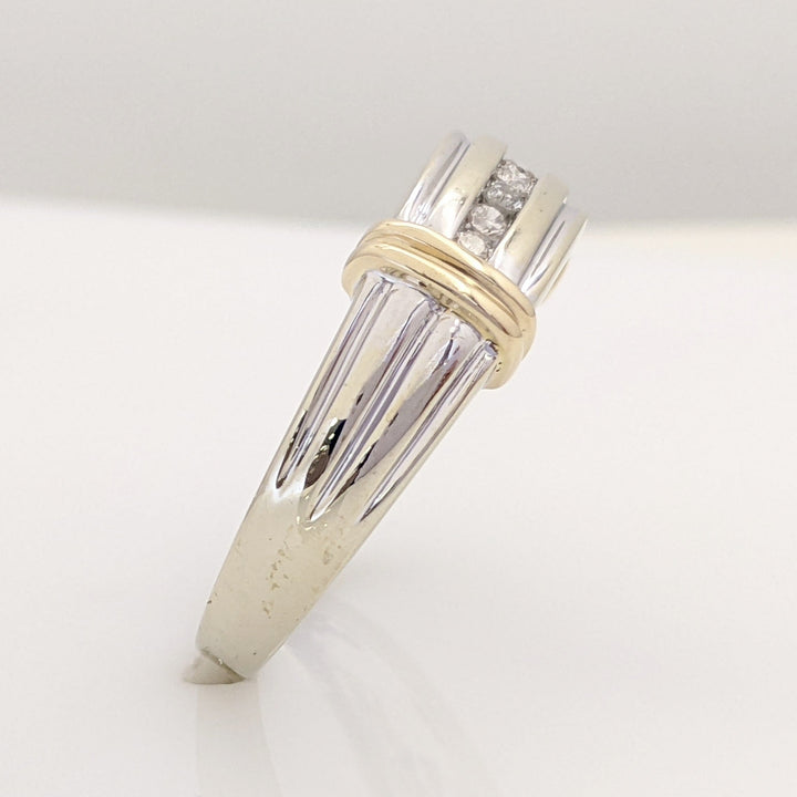 14K TWO-TONE .20 CARAT TOTAL WEIGHT I1 H DIAMOND ROUND (8) ESTATE CHANNEL BAND 6.1 GRAMS