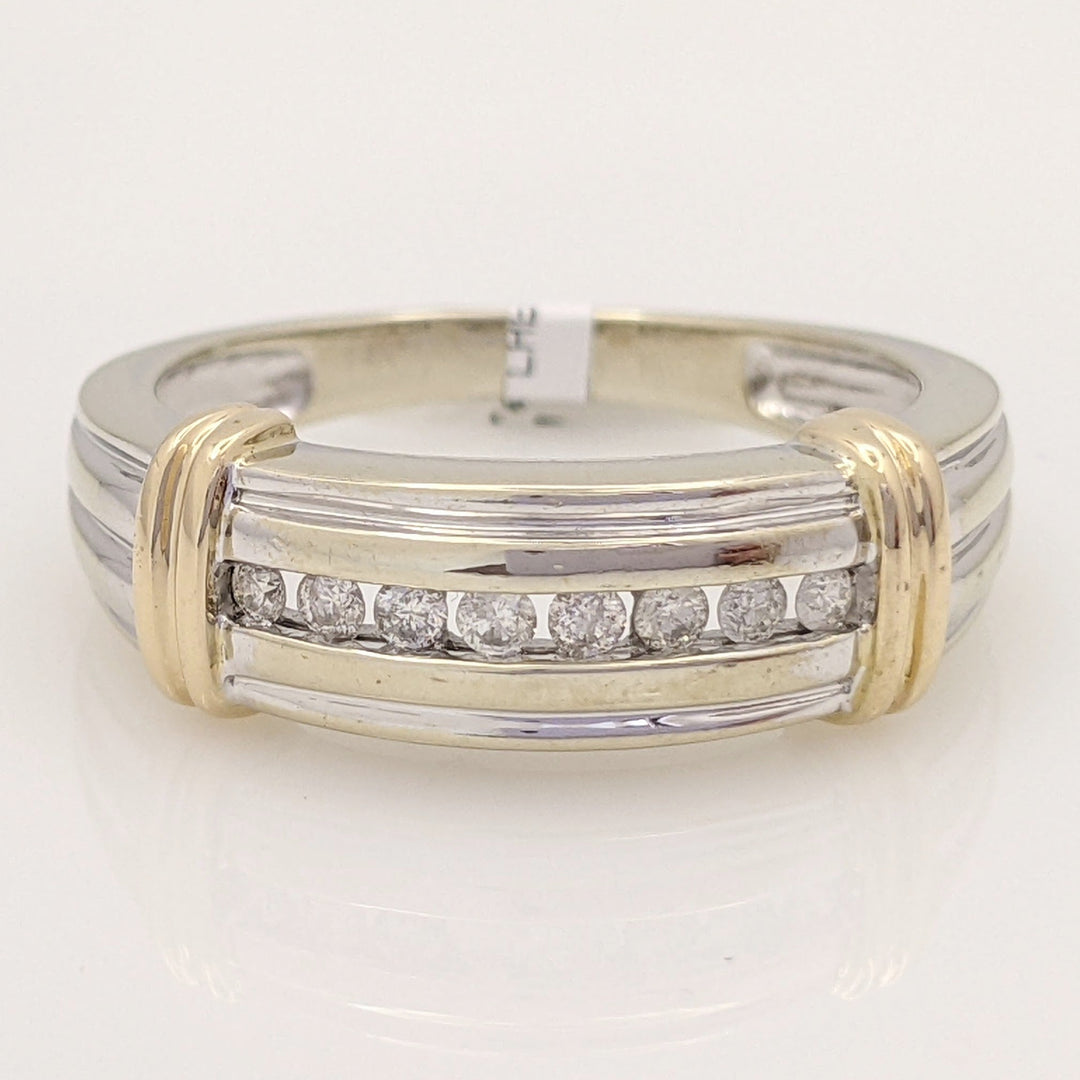 14K TWO-TONE .20 CARAT TOTAL WEIGHT I1 H DIAMOND ROUND (8) ESTATE CHANNEL BAND 6.1 GRAMS