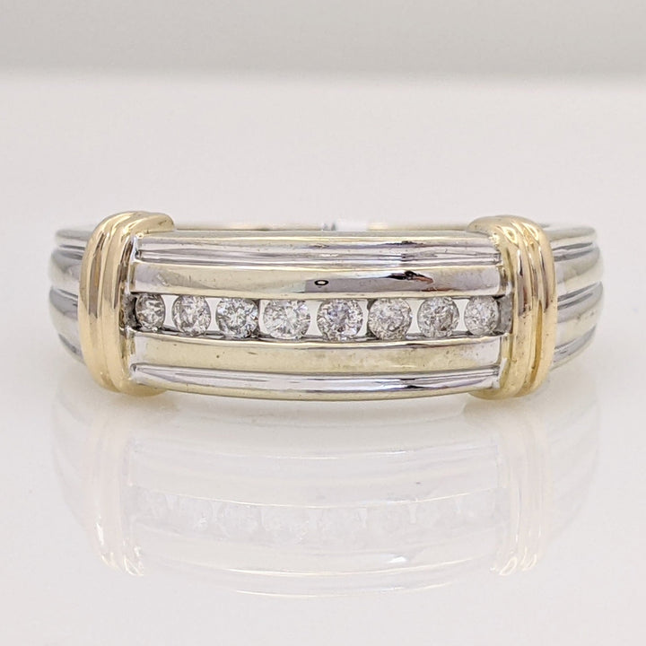 14K TWO-TONE .20 CARAT TOTAL WEIGHT I1 H DIAMOND ROUND (8) ESTATE CHANNEL BAND 6.1 GRAMS