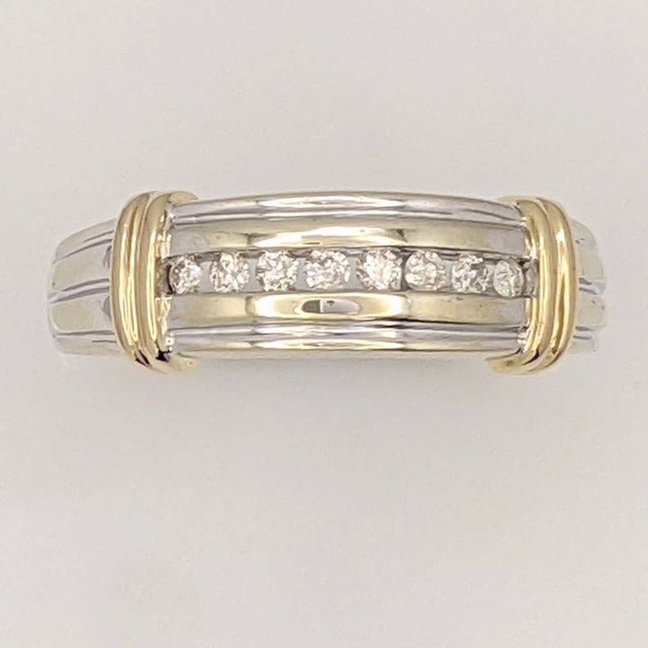 14K TWO-TONE .20 CARAT TOTAL WEIGHT I1 H DIAMOND ROUND (8) ESTATE CHANNEL BAND 6.1 GRAMS