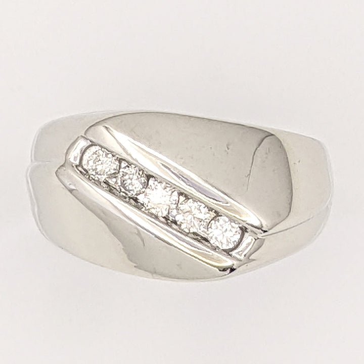 10K WHITE .23 CARAT TOTAL WEIGHT I1 H DIAMOND ROUND (5) ESTATE CHANNEL BAND 4.8 GRAMS