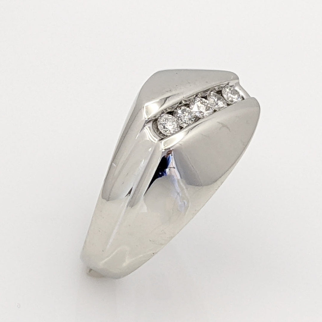 10K WHITE .23 CARAT TOTAL WEIGHT I1 H DIAMOND ROUND (5) ESTATE CHANNEL BAND 4.8 GRAMS