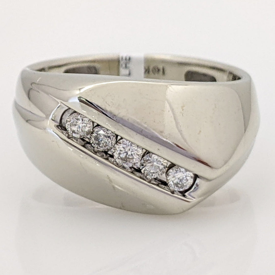10K WHITE .23 CARAT TOTAL WEIGHT I1 H DIAMOND ROUND (5) ESTATE CHANNEL BAND 4.8 GRAMS