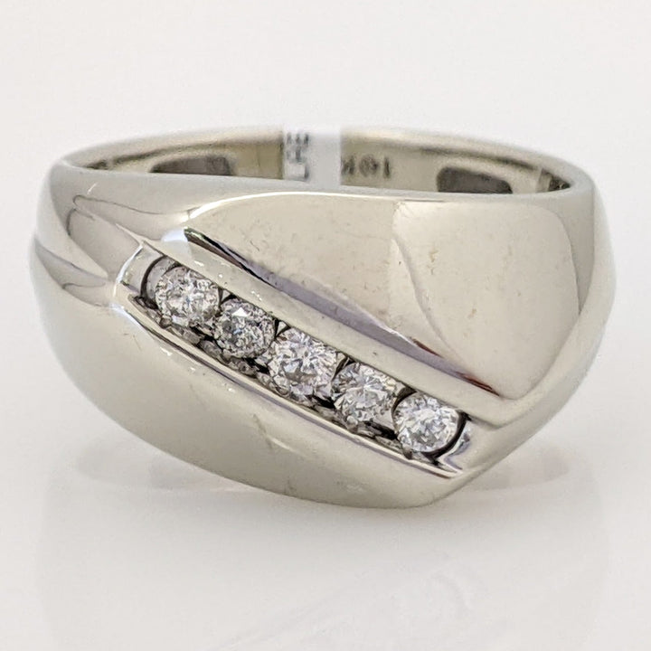 10K WHITE .23 CARAT TOTAL WEIGHT I1 H DIAMOND ROUND (5) ESTATE CHANNEL BAND 4.8 GRAMS