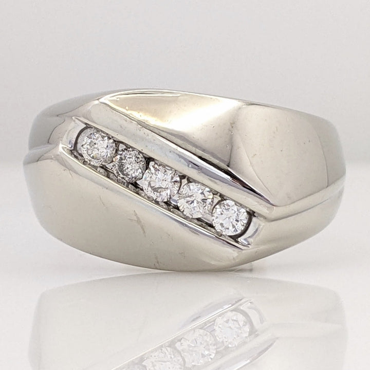 10K WHITE .23 CARAT TOTAL WEIGHT I1 H DIAMOND ROUND (5) ESTATE CHANNEL BAND 4.8 GRAMS
