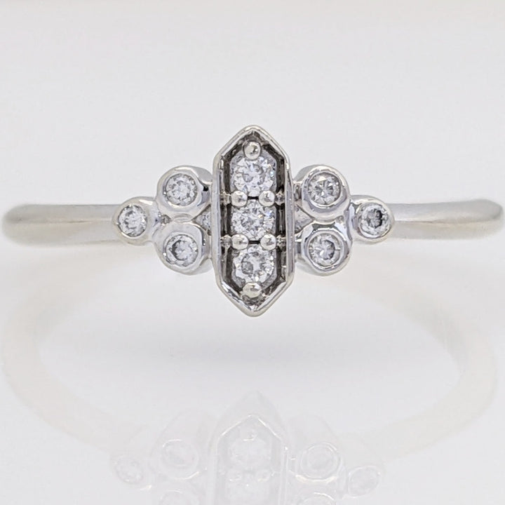 10K WHITE .10 CARAT TOTAL WEIGHT I1 G DIAMOND ROUND (9) ESTATE FASHION RING 1.6 GRAMS