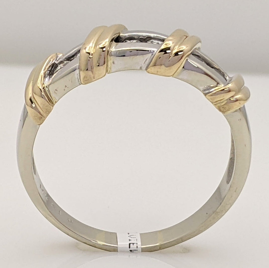 14K TWO-TONE .24 CARAT TOTAL WEIGHT I1 H DIAMOND ROUND (6) ESTATE CHANNEL BAND 5.7 GRAMS