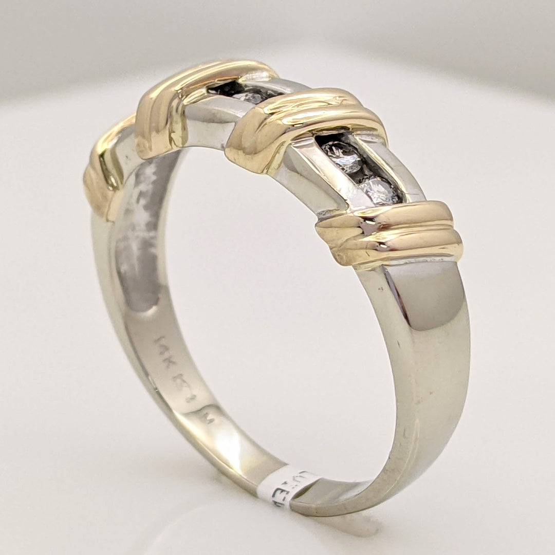 14K TWO-TONE .24 CARAT TOTAL WEIGHT I1 H DIAMOND ROUND (6) ESTATE CHANNEL BAND 5.7 GRAMS
