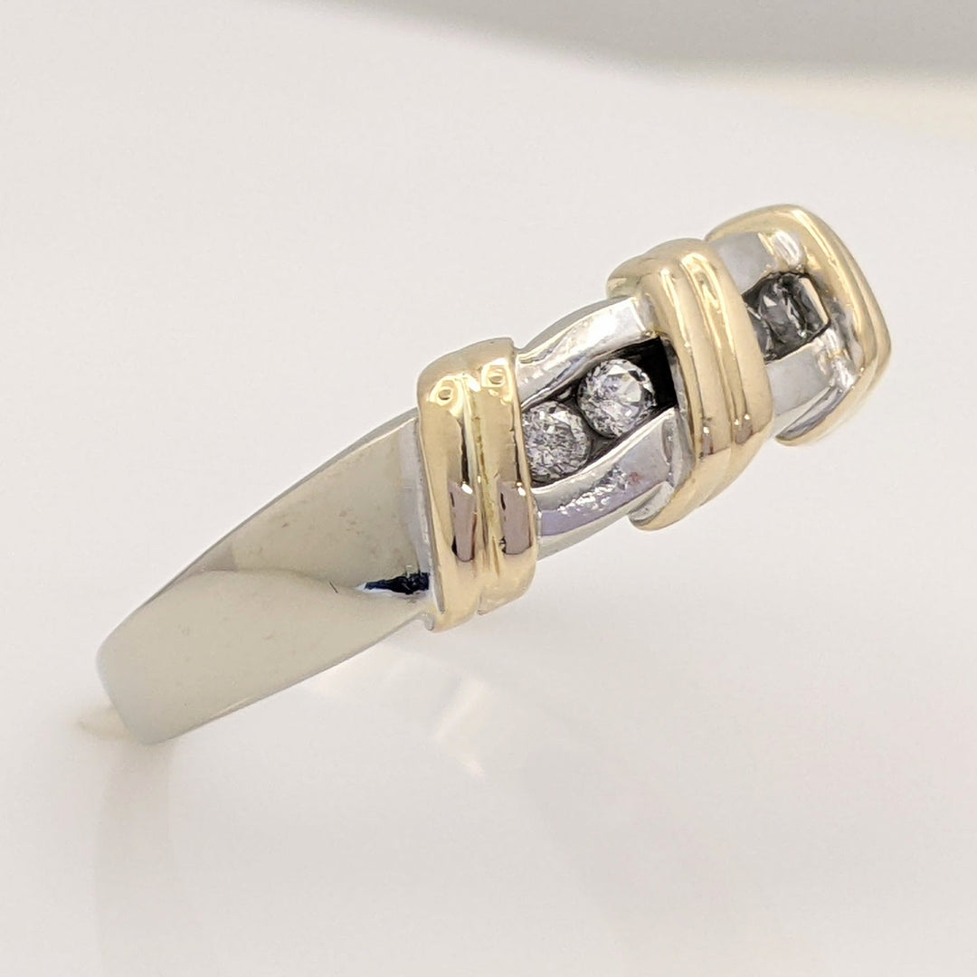14K TWO-TONE .24 CARAT TOTAL WEIGHT I1 H DIAMOND ROUND (6) ESTATE CHANNEL BAND 5.7 GRAMS