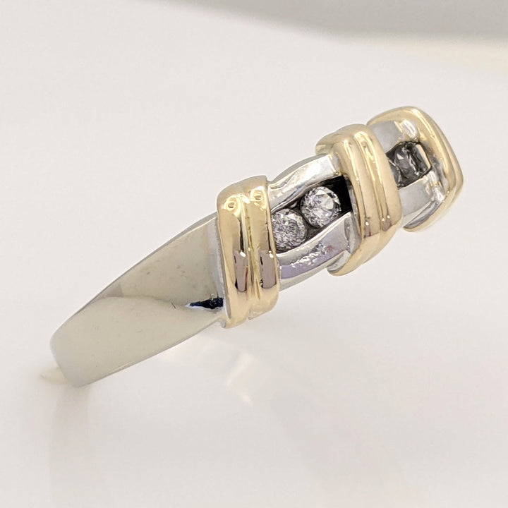 14K TWO-TONE .24 CARAT TOTAL WEIGHT I1 H DIAMOND ROUND (6) ESTATE CHANNEL BAND 5.7 GRAMS