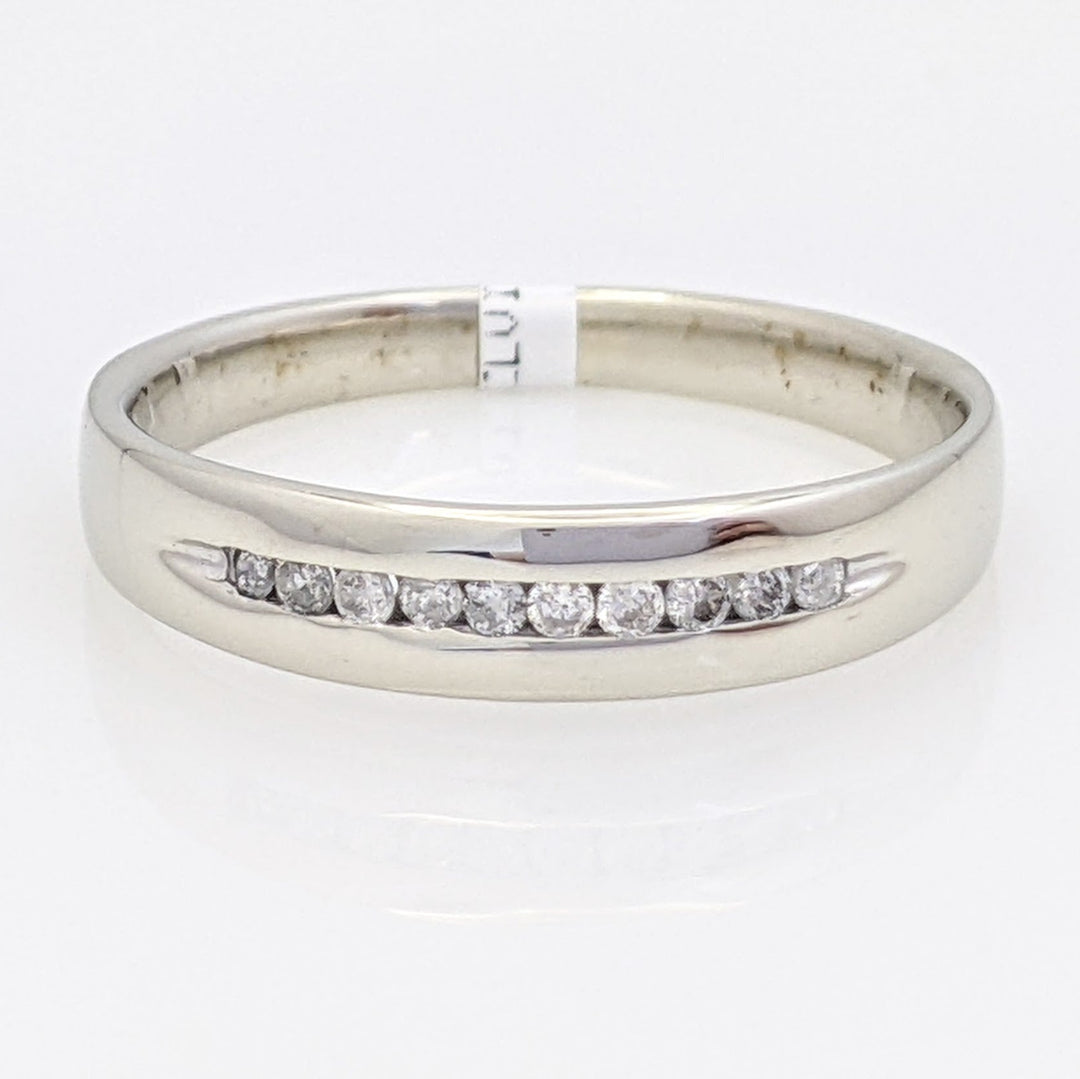 10K WHITE .15 CARAT TOTAL WEIGHT I1 H DIAMOND ROUND (10) ESTATE CHANNEL BAND 2.5 GRAMS