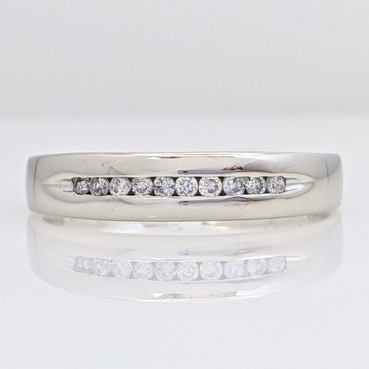 10K WHITE .15 CARAT TOTAL WEIGHT I1 H DIAMOND ROUND (10) ESTATE CHANNEL BAND 2.5 GRAMS